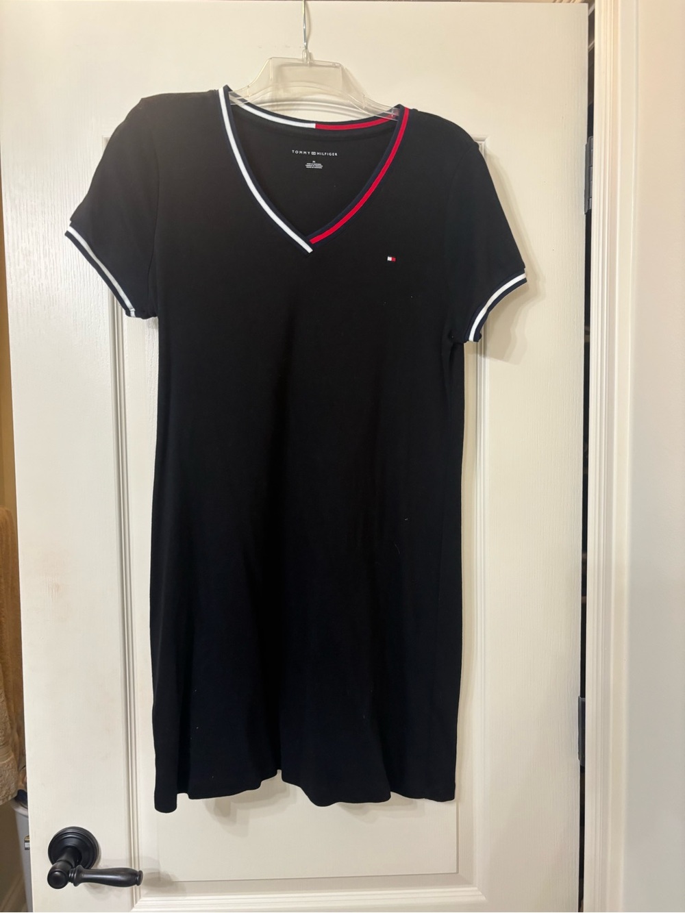 Tommy Hilfiger Black Tee Dress with Red & White Trim